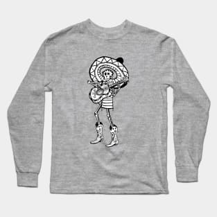 Day of The Dead Mariachi Band Member Skeleton Long Sleeve T-Shirt